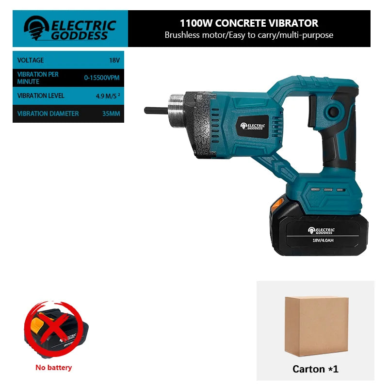 1100W Concrete Mixing Tool Wireless Electric Cement Concrete Vibrator For Concrete Mixing Power Tool For Makita 18V Battery Pin