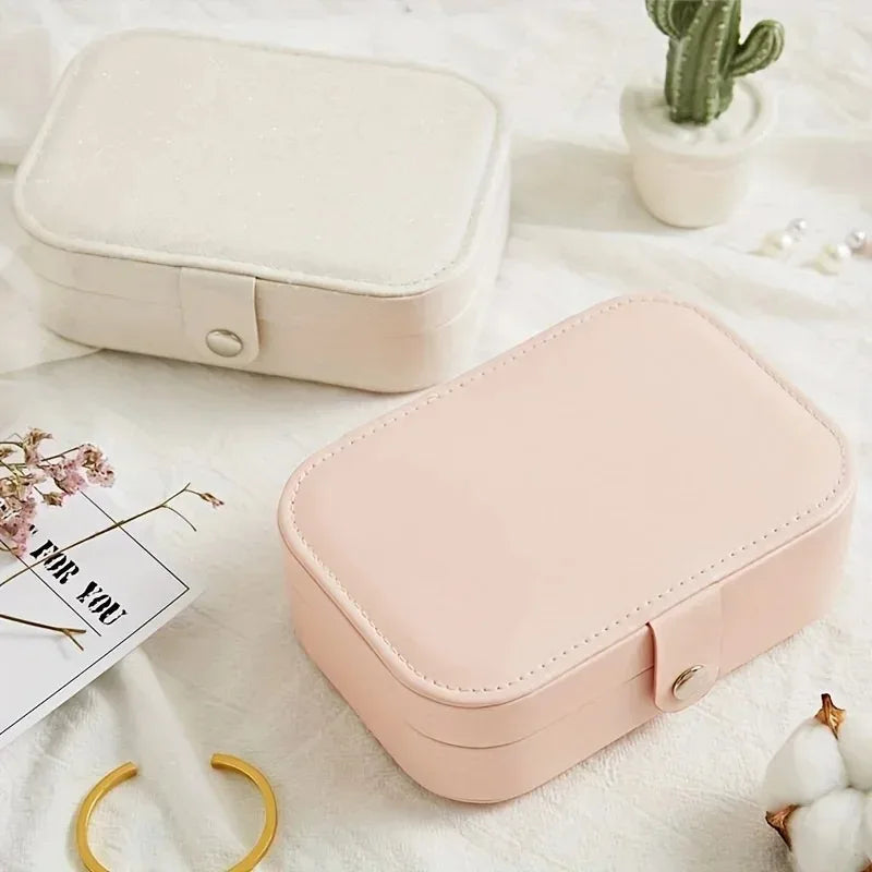 Elegant Jewelry Organizer Compact Travel Case for Earrings Rings Necklace Double Layer Storage