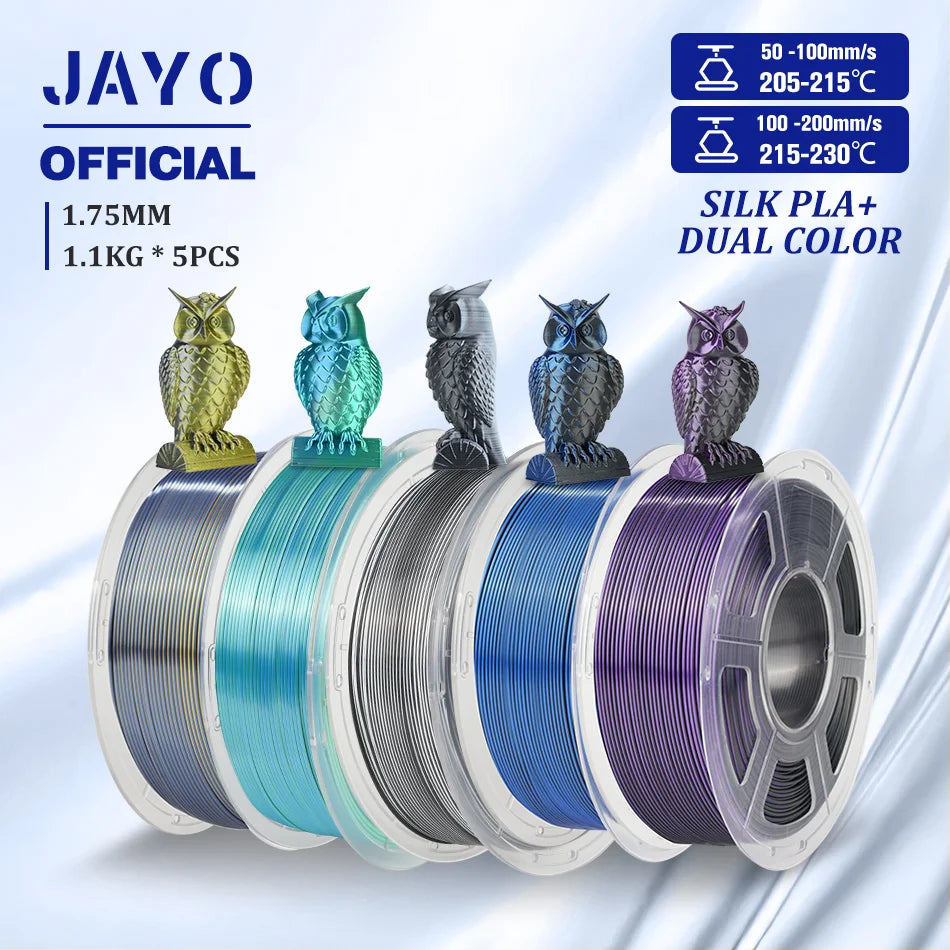 JAYO SILK PLA Filament 1.75mm Dual Colors 3D Printer Filament Coextrusion Silk Triple Color 3D Filament Shiny Multicolor Change