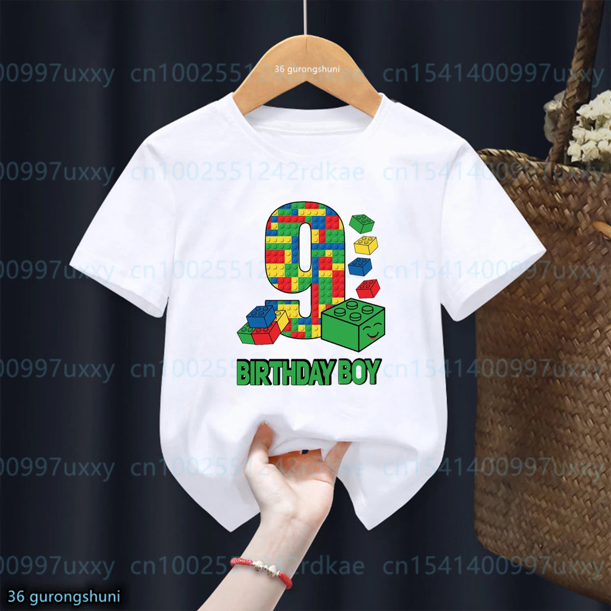 Building Blocks 1-10 Birthday Boys T-shirt Funny Block Graphic Print Toddler T-shirt Gifts kids Birthday Party Clothing T-shirt
