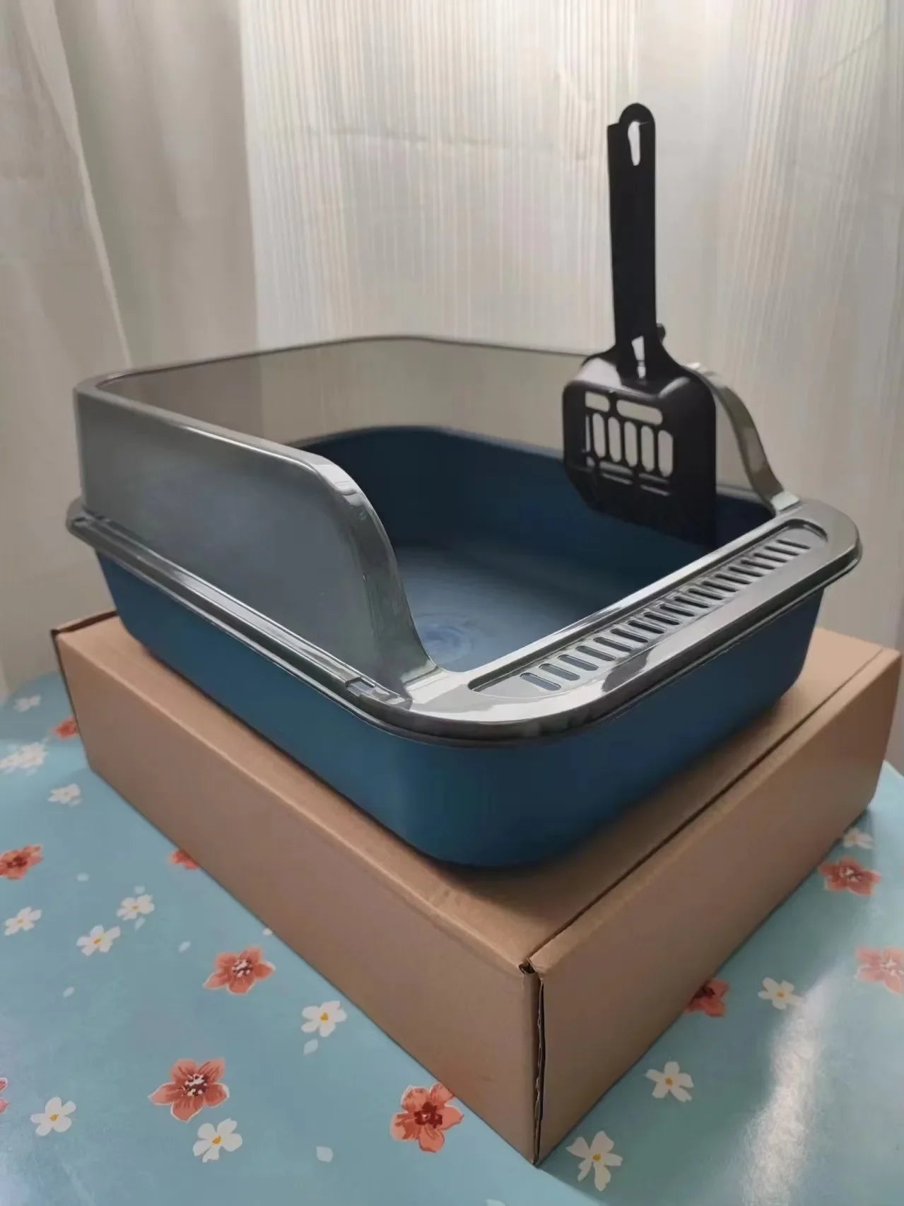 Open Top Cat Litter Box Bedpan Splashproof with High Side Kitten Litter Pan Kitten Toilet for Small Pets Rabbit Indoor Cats Pet