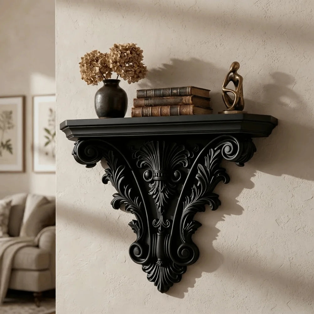Durable 3D Printing Floating Shelf Unique Carving Gothic Wall Decor Decorative Retro Wall Mounted Shelves Goth Home Decor