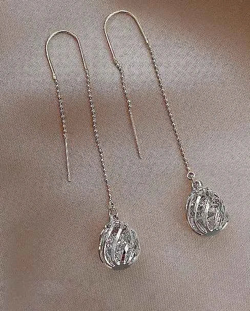 Long Spiral Ear Line Wave Drop Geometric Simple Rhinestones Metal Style Tassel Dangle Earrings for Women Party Fashion Jewelry N