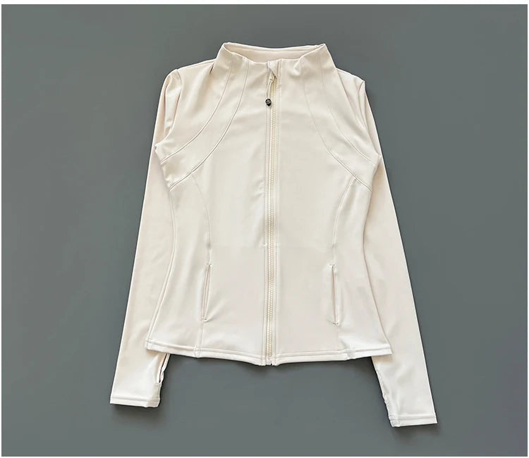 athletic slim fit quick drying zipper running jacket women dryfit outer wear yoga training fitness jacket with thumb hole