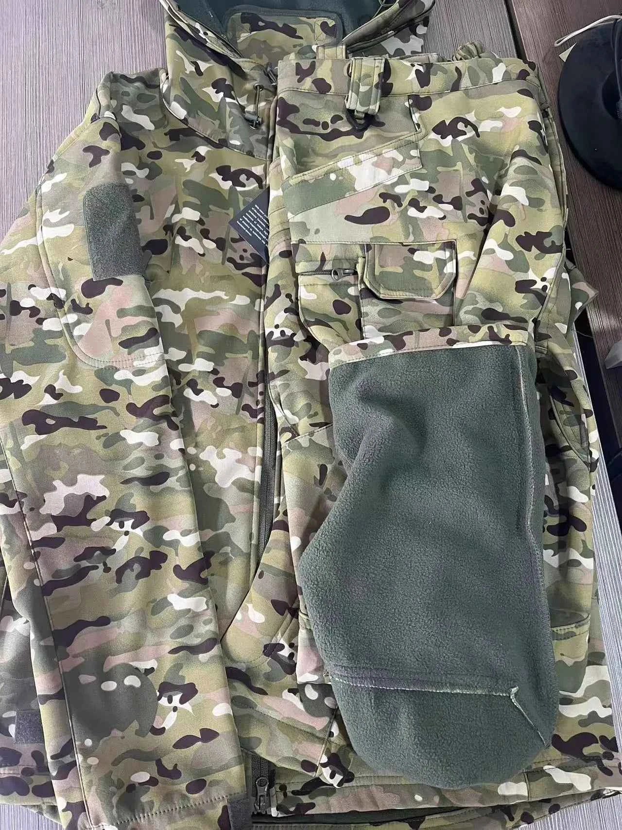 Winter Autumn Tactical Jackets Elastic Men Fleece Waterproof Suits Fishing Warm Hiking Camping Tracksuits Set Hood Coat S-5XL