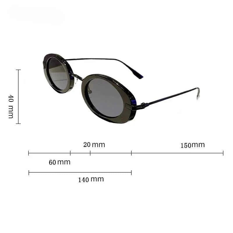Small Oval Frame Retro Sunglasses Luxury Metal Designer Shades Women's Trendy Fashion Brand Leopard Beach Sun Glasses for Lady