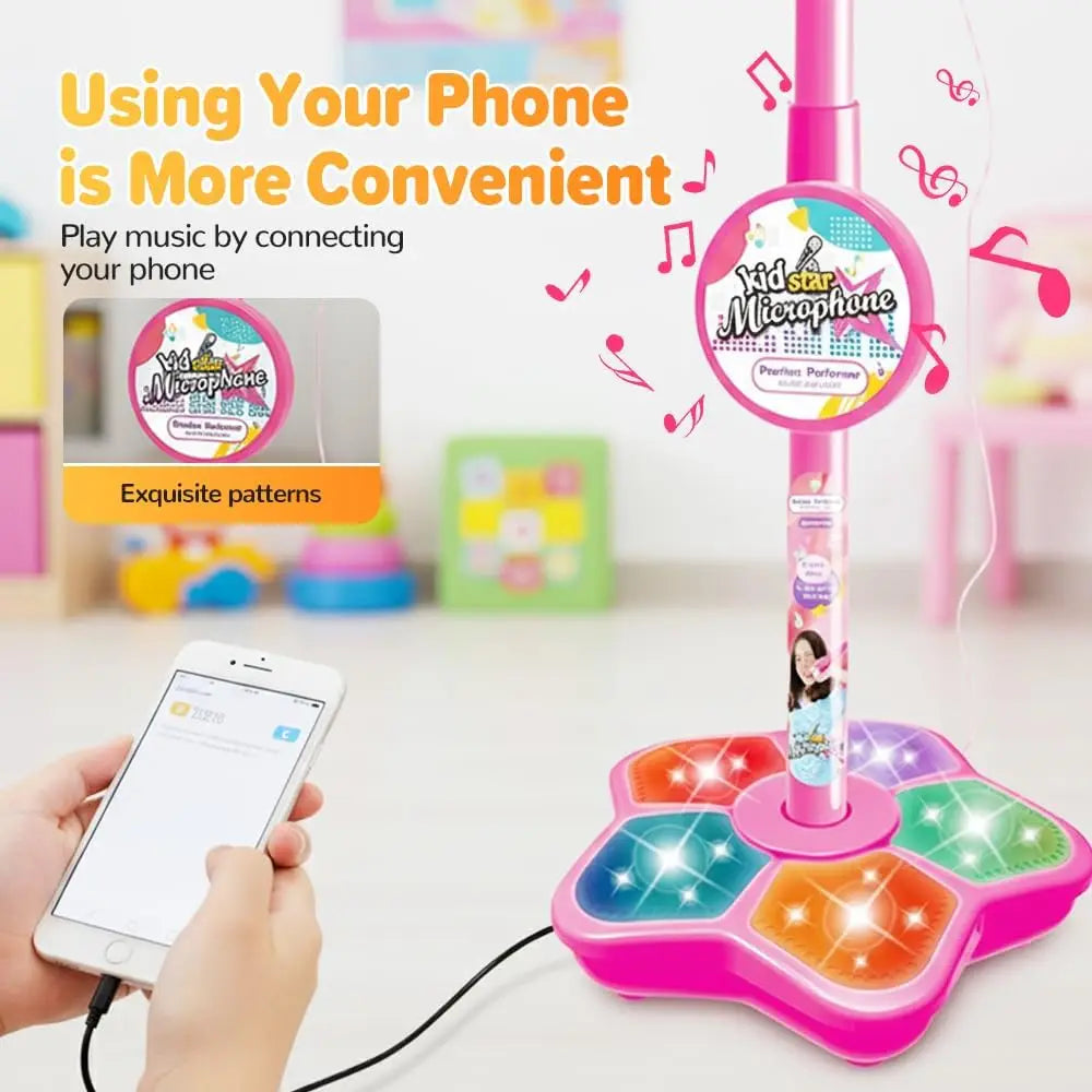 Kids Microphone Stand Toy Portable Children's Karaoke Electronic Durable Party Karaoke Microphone Stand Kids Karaoke Machine