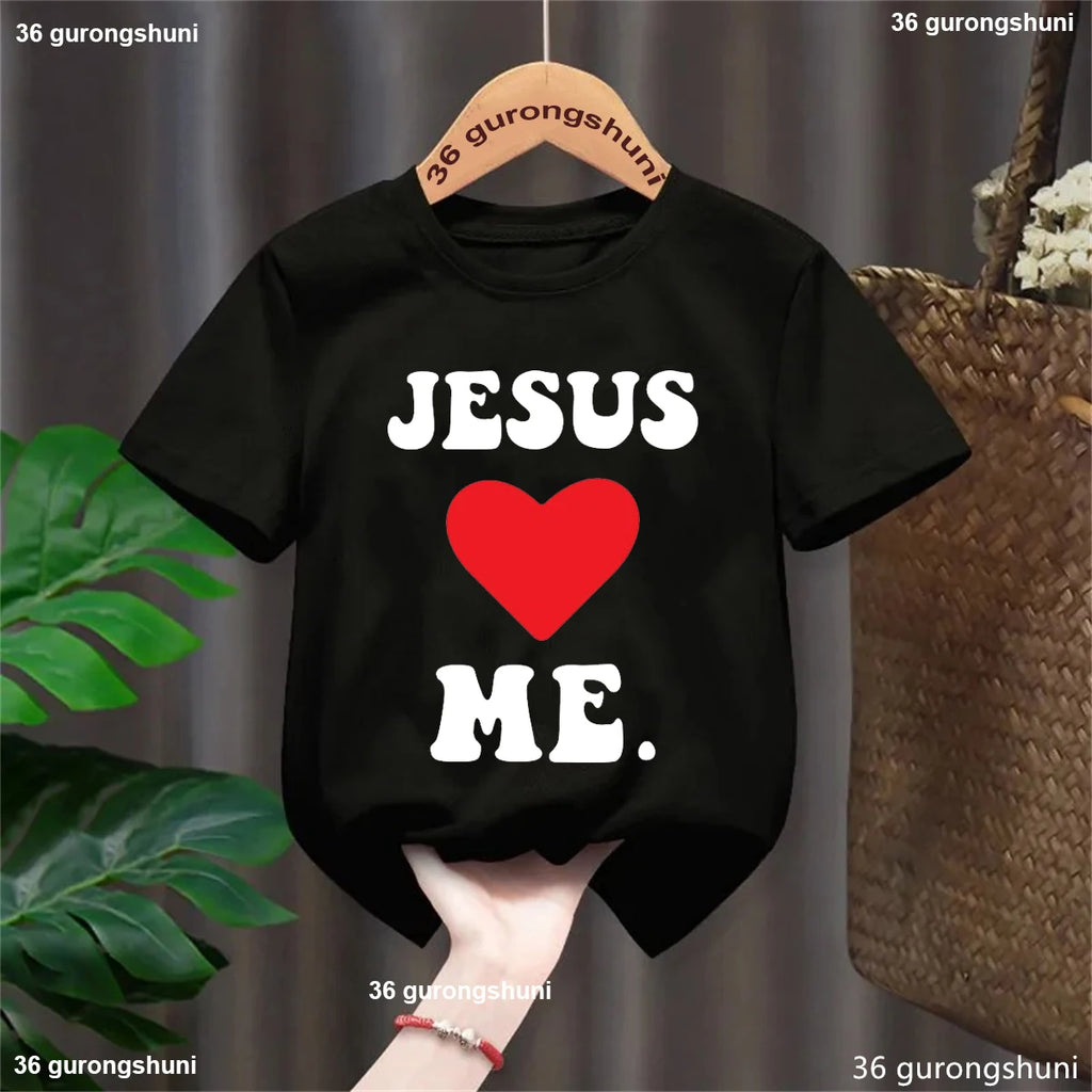 Newest Jesus Love Me Graphic Printed Tshirt Girls/Boys Cool 2-13 Years Kids Clothes Summer Fashion Short Sleeve T-Shirt Tops