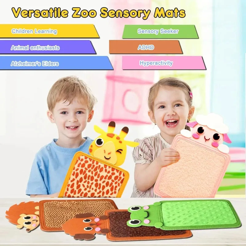 Kids Early Education Felt Sensory Mat Touch Pad Toy Animal Texture Hand-Eye Coordination Cognitive Training Early Learning