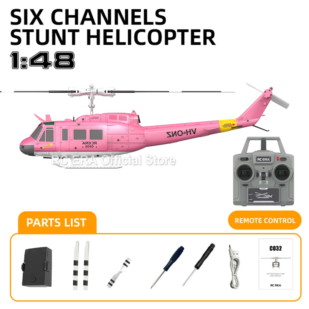 RC ERA C032 UH1 Huey Weathered Marine 6ch RC Helicopter with Optical Flow TOF Auto Stabilized Remote Control Hobby Toys for Boy