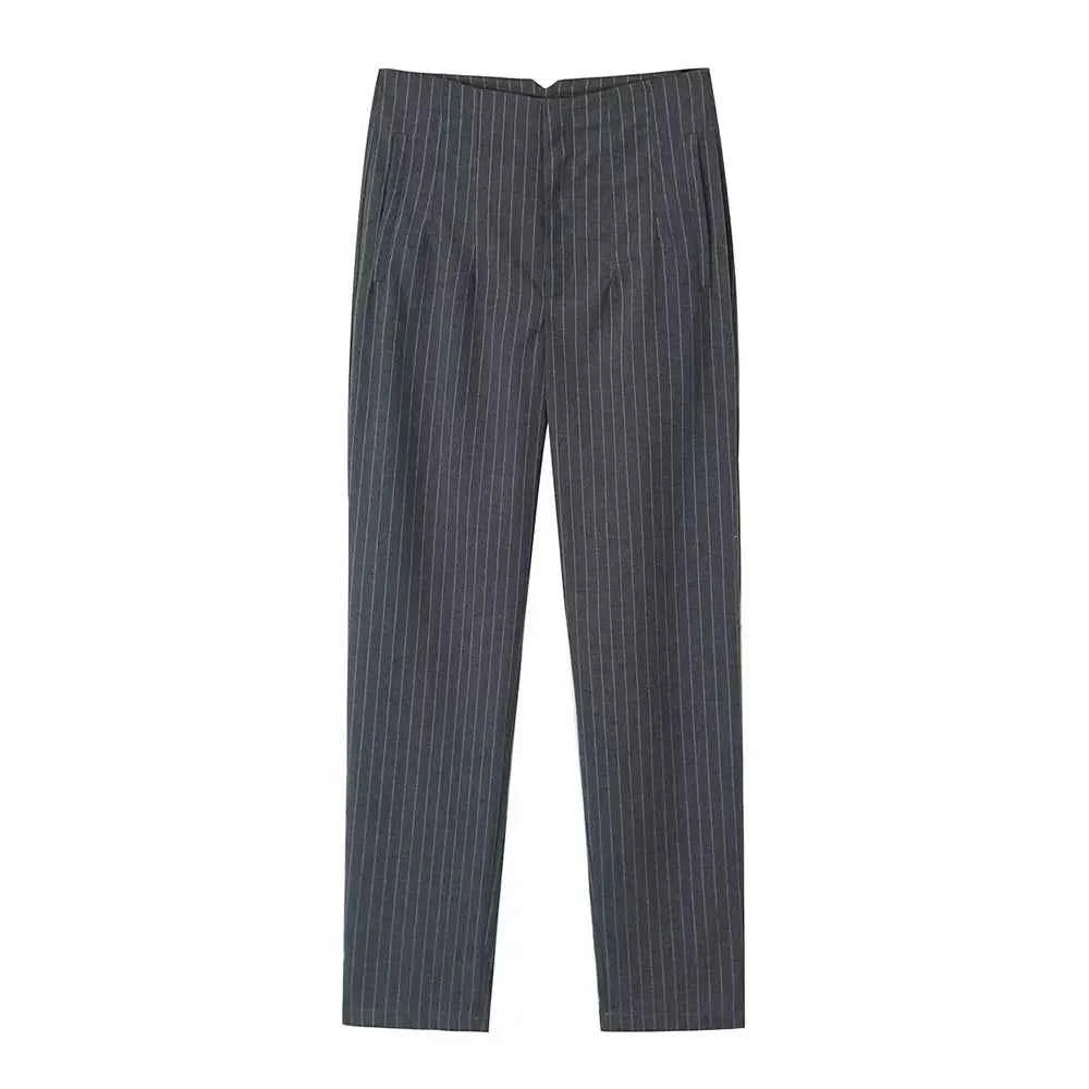 DUOPERI Women Fashion Solid Basic High Waist Trousers Chic Female Office Lady Casual Business Workwear Long Pant