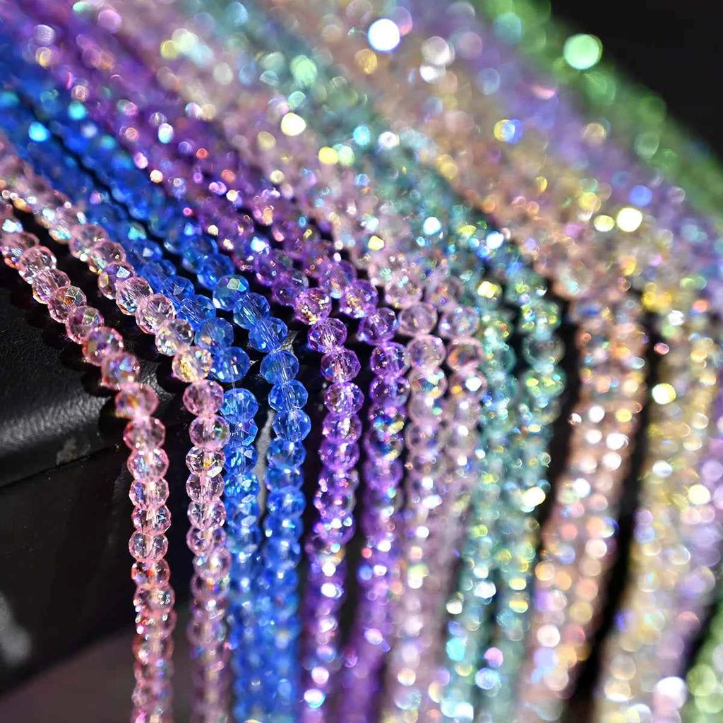 1 Strand 4MM Artificial Crystal Glass Beads Round AB Clear Faceted Loose Spacer Bead for Jewelry Making DIY Bracelet Necklace