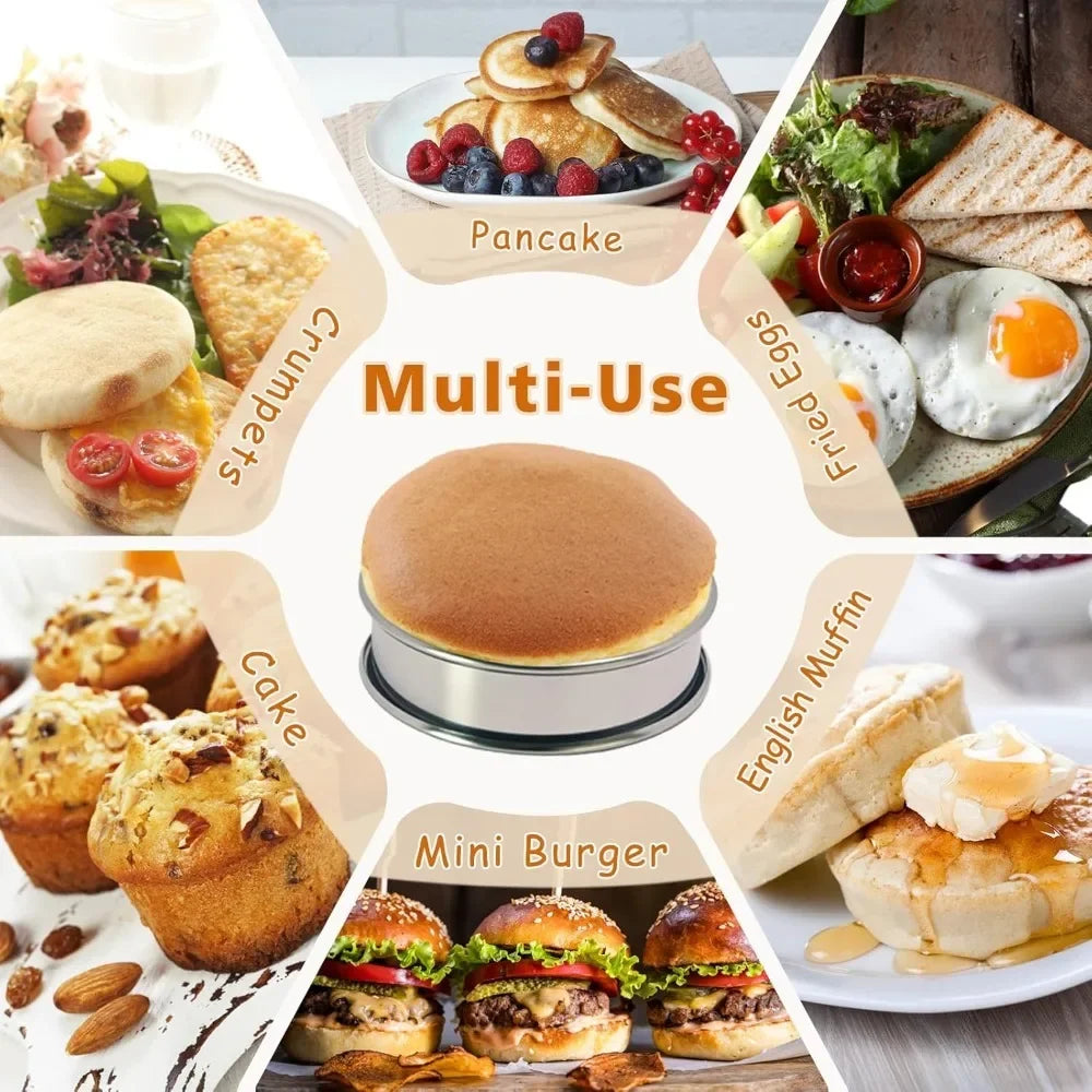 12packs Crumpet Rings Muffin Rings Stainless Steel Nonstick Metal Round Molds for Cake Cookie Cooking Baking Kitchen Tools