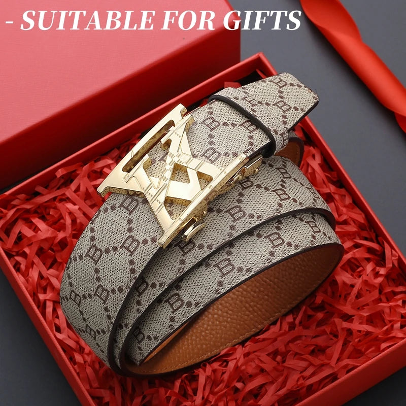 Men's Belt Luxury Design Automatic Buckle Waist Belt Fashion Letter Printed Belt Business Casual Belt For Men Jeans