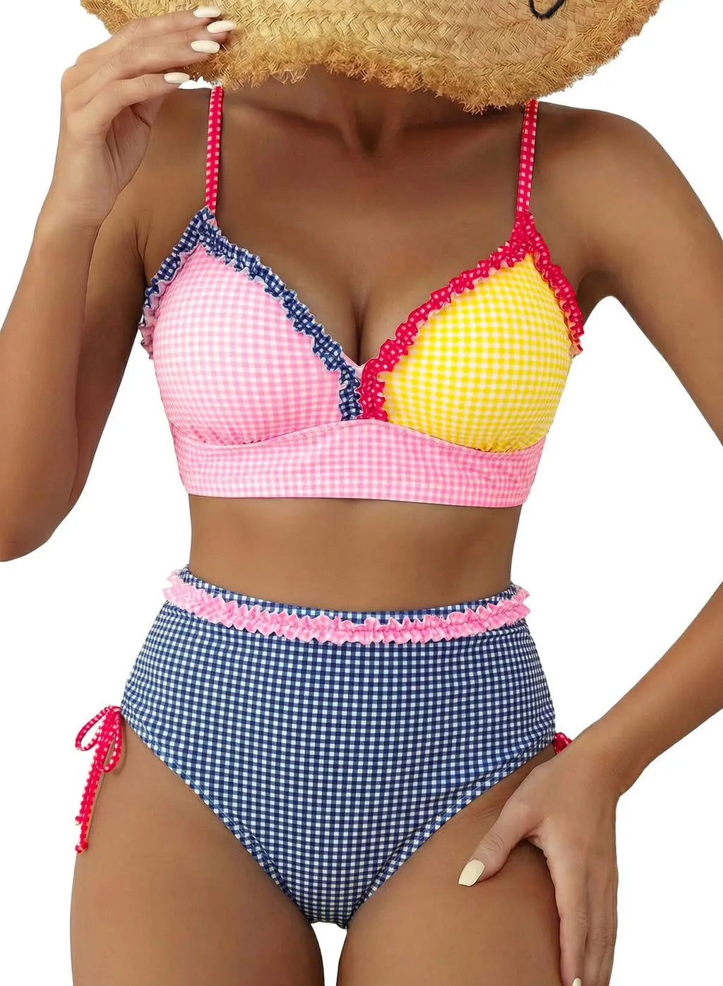 2026 V Neck String Two Piece Bikini With Shorts Women Swimwear Female Swimsuit Bathers Bathing Swimming Suit Beachwear Summer