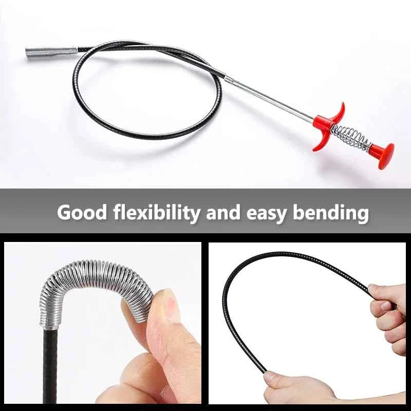 60cm Flexible Drain Snake Spring Pipe Cleaner Tool for Kitchen/Bathroom Sink Clogs (Heavy-Duty Hair & Debris Remover)