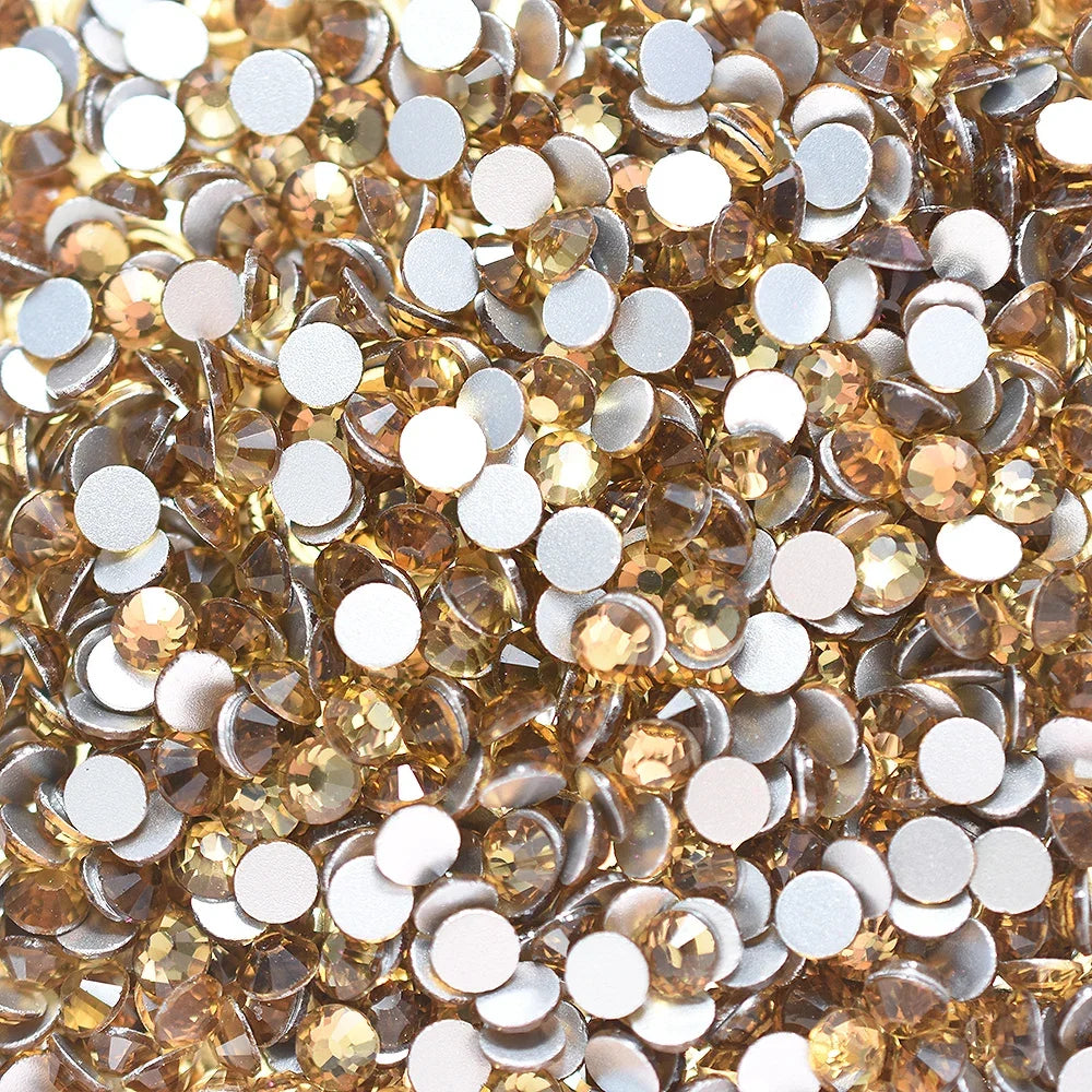 SS4-40 Yellow Citrine Glass Non HotFix Rhinestones Flatback Crystal Strass Glitter for DIY Manicure 3D Nail Art Fabric Garment