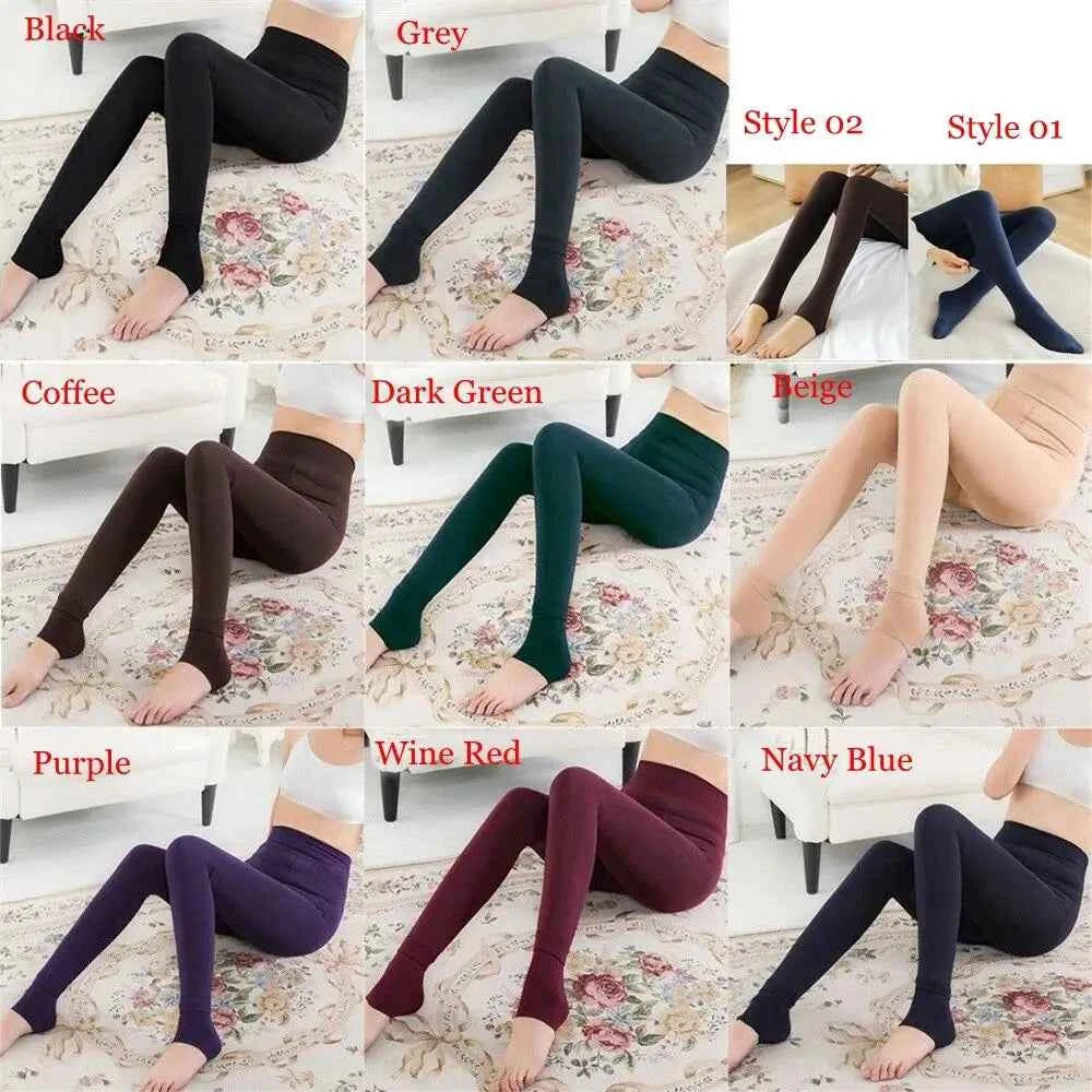 Fashion Slim Leggings Winter Thermal Thick Pantyhos Women's Clothing 8 Colors Stretch Pants Warm Tights Fluff Lined
