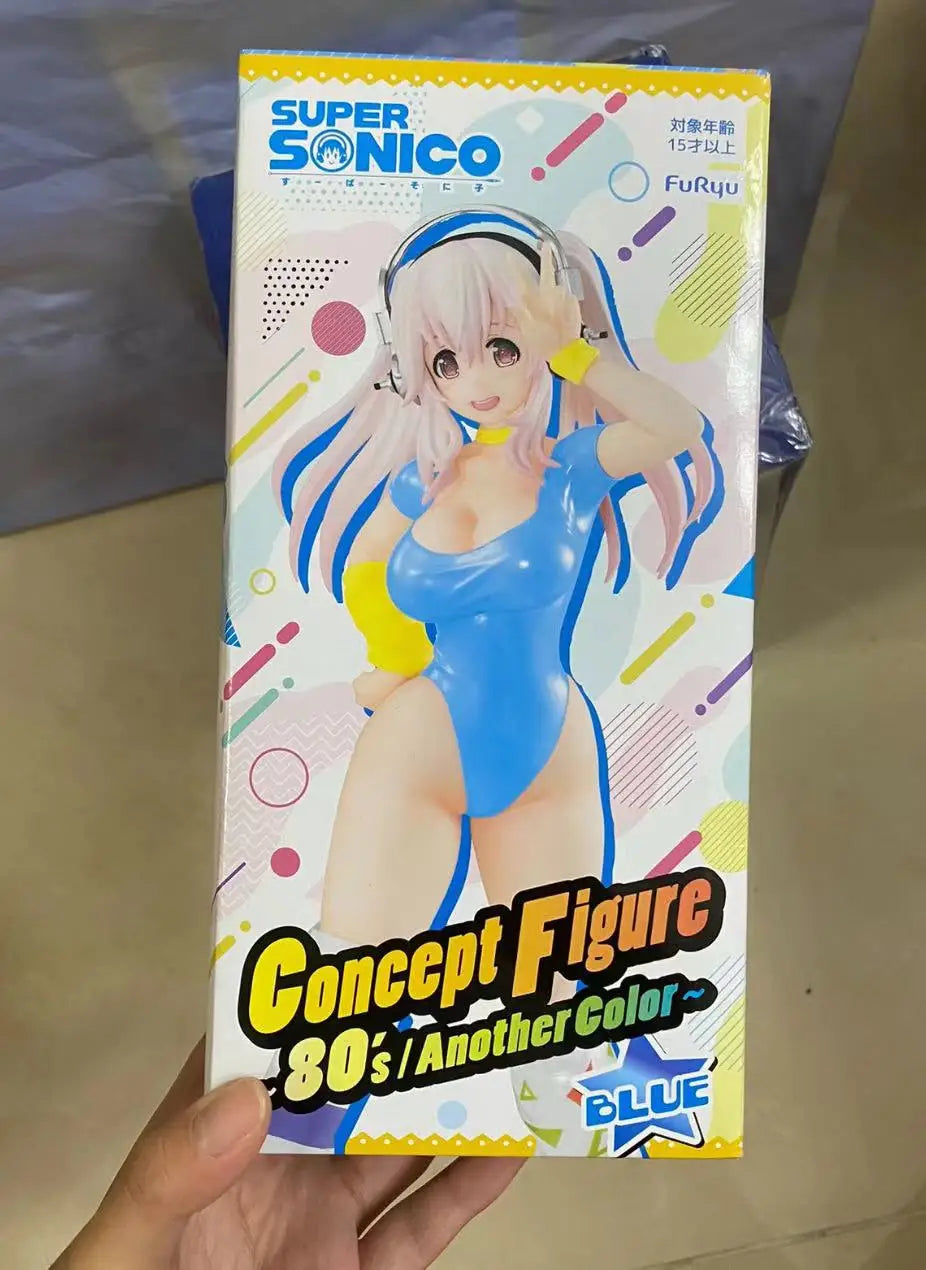 In Stock 100% Original Genuine FuRyu 18cm Super Sonico PVC Anime Collection Cute Models Doll Collectible Toys Birthday Gift