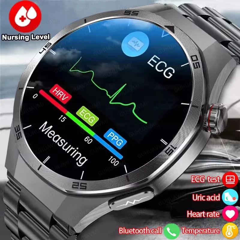 2025 New ECG+PPG Three High treatment Smart Watch Lipids Uric acid Blood pressure Smartwatch Men NFC Sport HD Call Health Clock