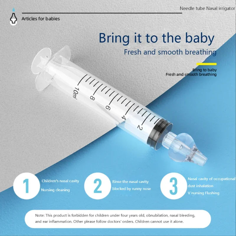 10ML Baby Nasal Aspirator Syringe Baby Nose Cleaner Rhinitis Nasal Washer Irrigator Needle Baby Nose Washing for Children