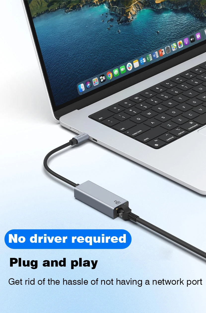 UGOURD 100Mbps 1000Mbps USB C Ethernet Adapter with Charge 100W USB3.0 2.5 Gigabit Network Card USB to RJ45 Lan Cable Converter
