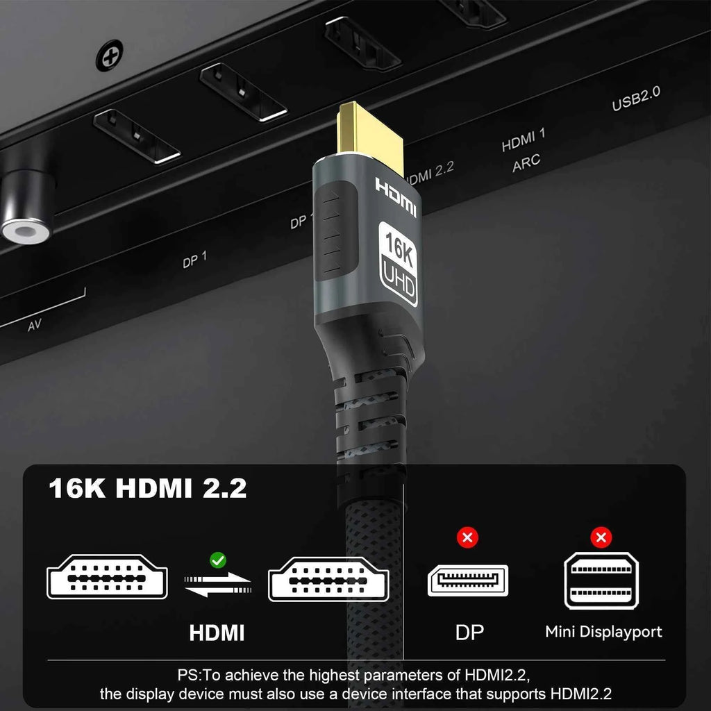 HDMI Cable 8K@60Hz 4k@120Hz HDMI-compatible Cable 18Gbps High Speed2.0 Braided Cord for TV PC Laptop TV box PS5 1M 2M 3M