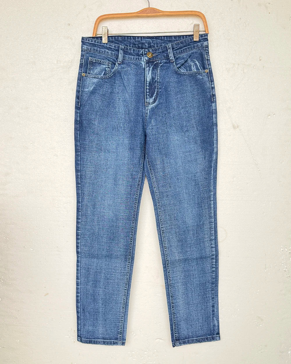 Wthinlee New Business Men's Jeans Casual Straight Stretch Fashion Classic Blue Black Work Denim Pant Trousers Male  Clothing