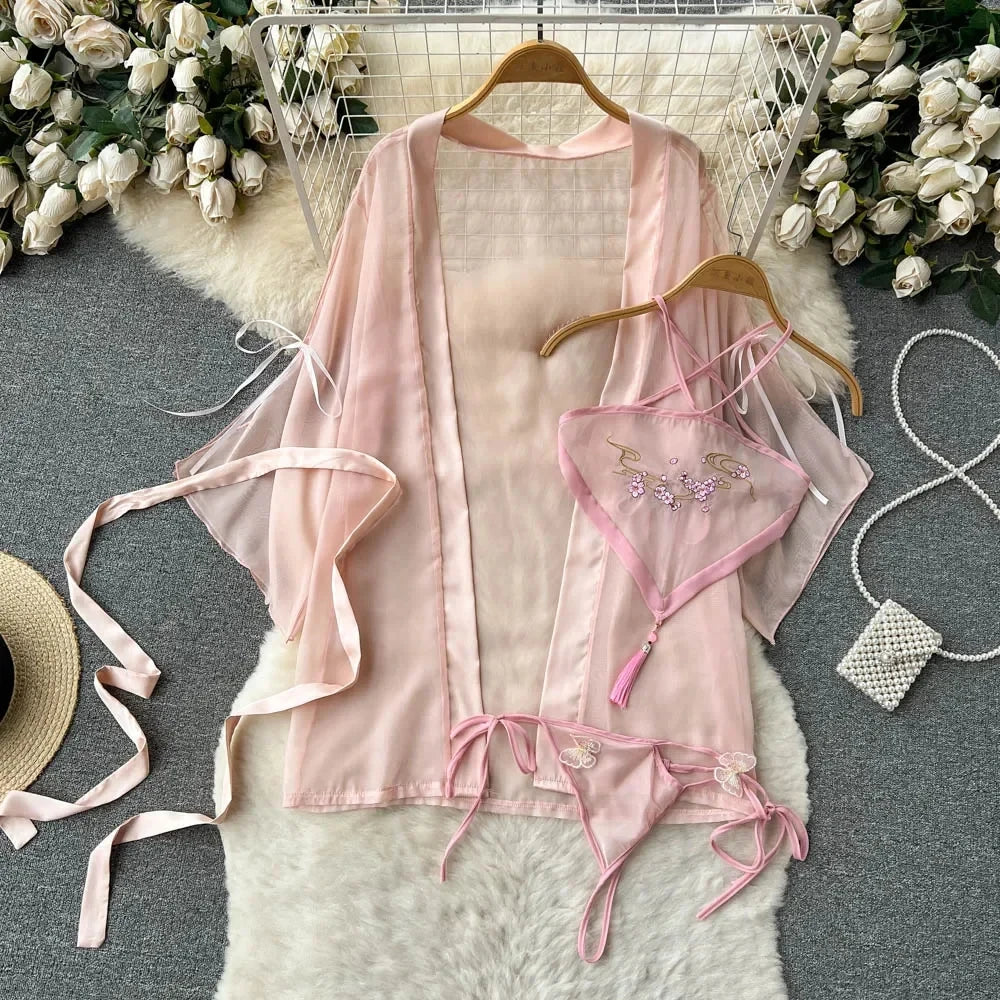 Summer Girls Sexy Hot Sweet Transparent Suspender Mini Dress Women Elastic Waist And Backless Strap Lolita Pajamas Bubble Skirt
