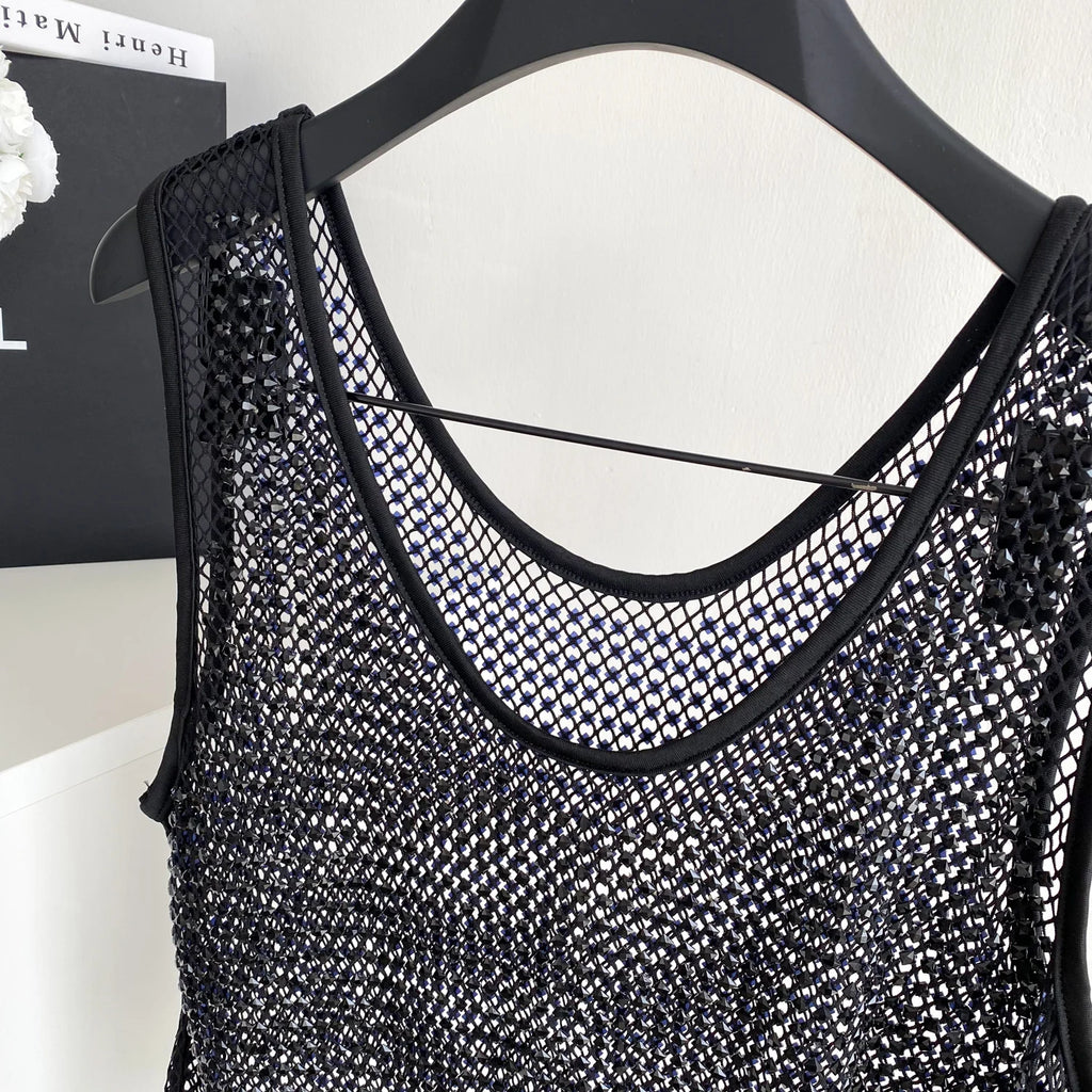 Ele Svel Women's Vest Summer Me Hollow Heavy Embroidery ort Design Street Sexy Top Faion Commute Sle Slim Fit