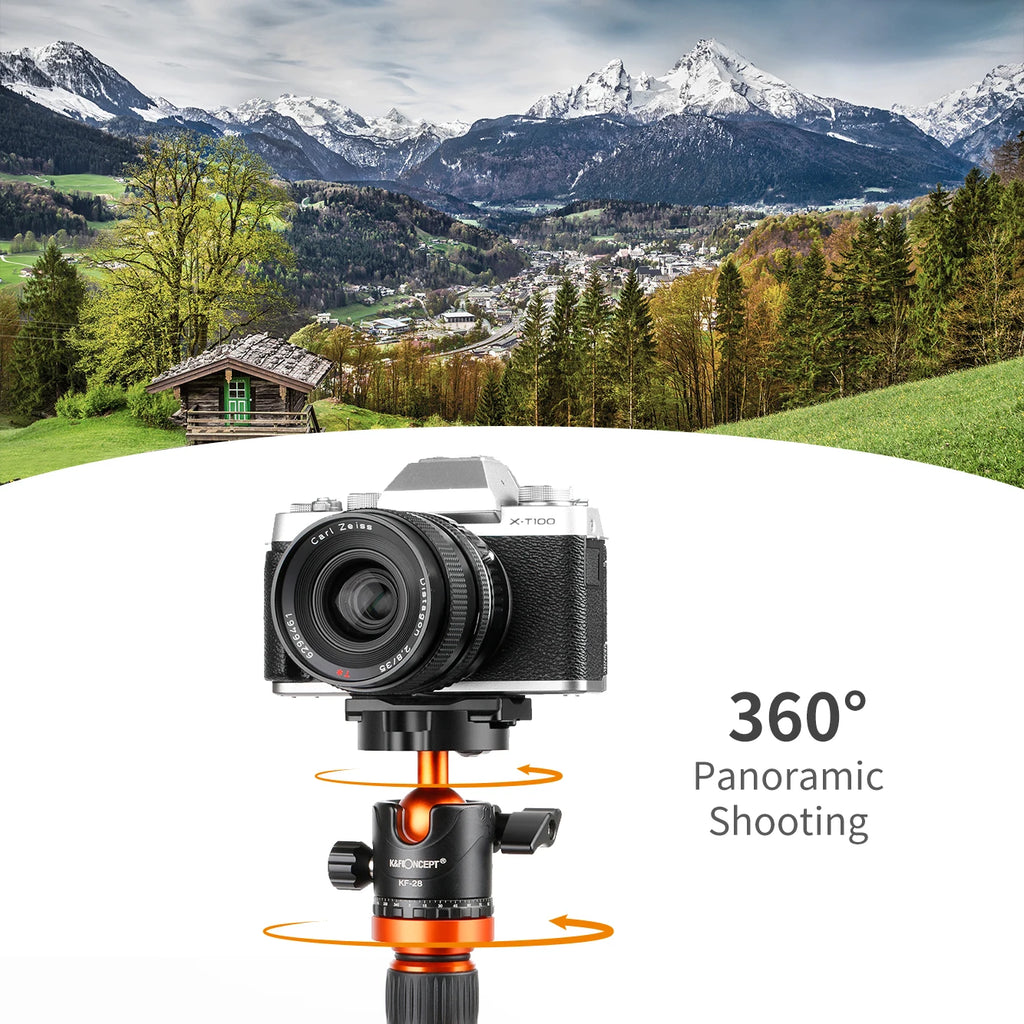 K&F CONCEPT Professional Tripod Ball Head 360° Rotation Panoramic 1/4" to 3/8" Srew Adapters BallHead for Tripod Monopod Camera