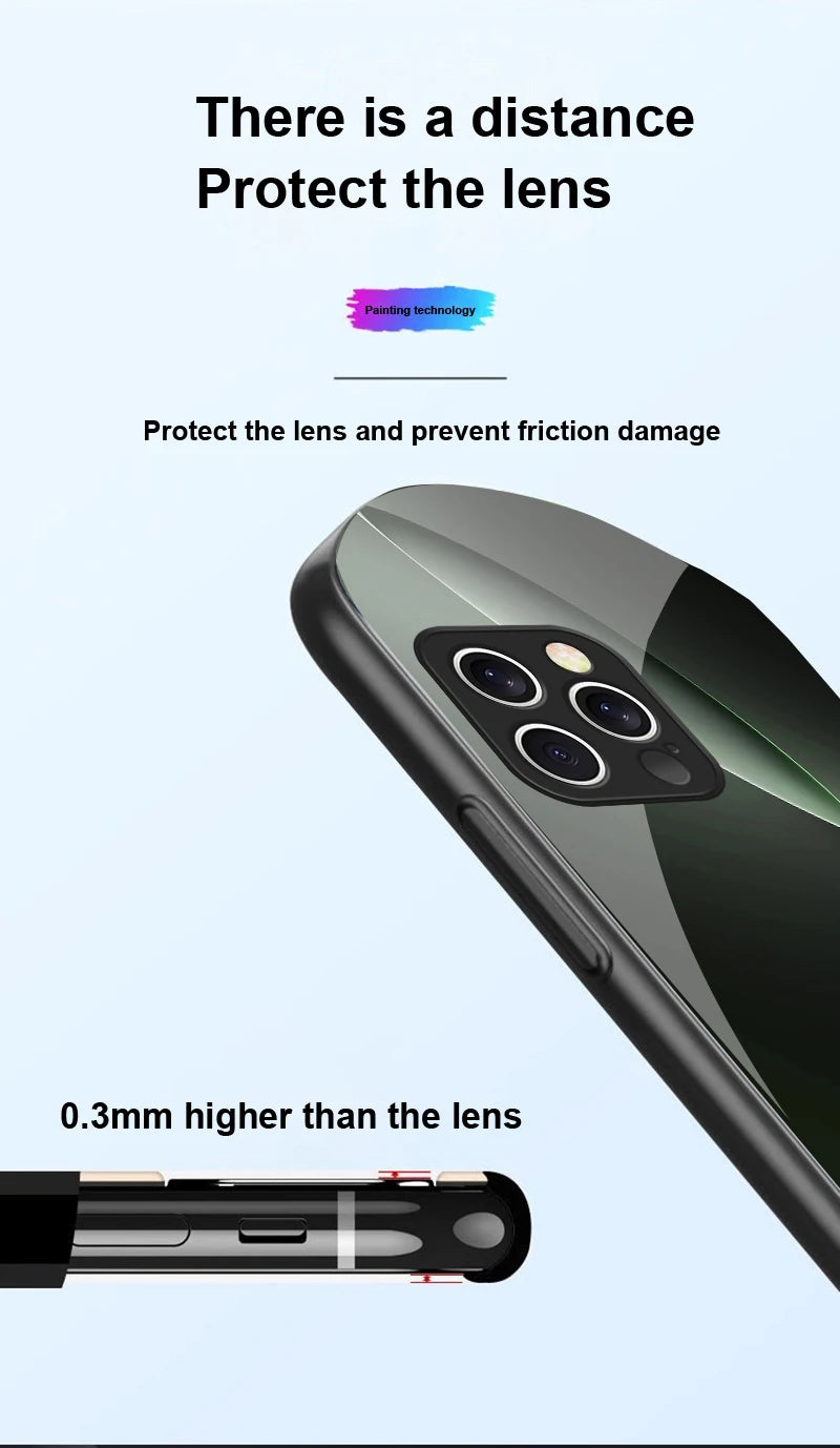 Geometric Semicircle For IPhone 16 Pro Max 15 Pro 14 13 12 Mini 11 XS Max XR 7 8 Plu SE 2022 Elliptical Glass Phone Case