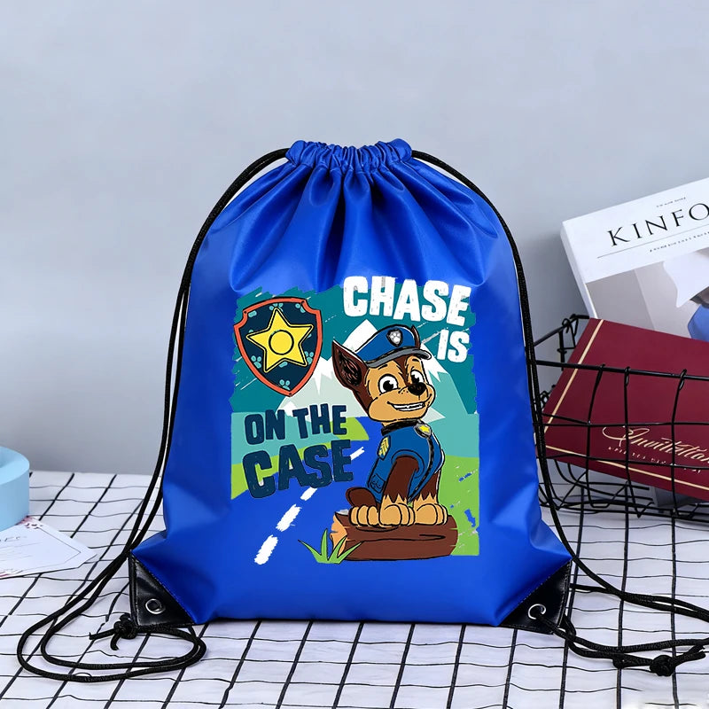 Paw Patrol Drawstring Bags Anime Chase Bundle Pockets Cartoon Portable Polyester Storage Pouches Boys Girls Shoulders Bag Gift
