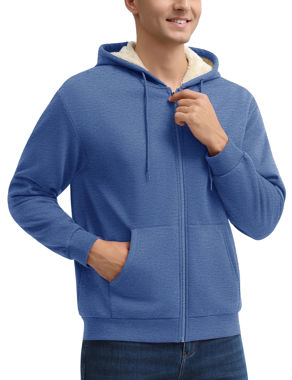 TACVASEN Men's Zip Up Hoodie Sherpa Lined Hooded Sweatshirt Winter Heavyweight Hoodies Warm Thick Fleece Jacket Casual Outwear
