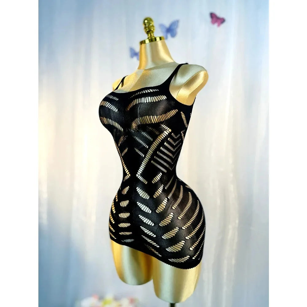 blackSexy Cover Up Hollow Out Fishnet Dress without Bikini Summer Holiday DSH602