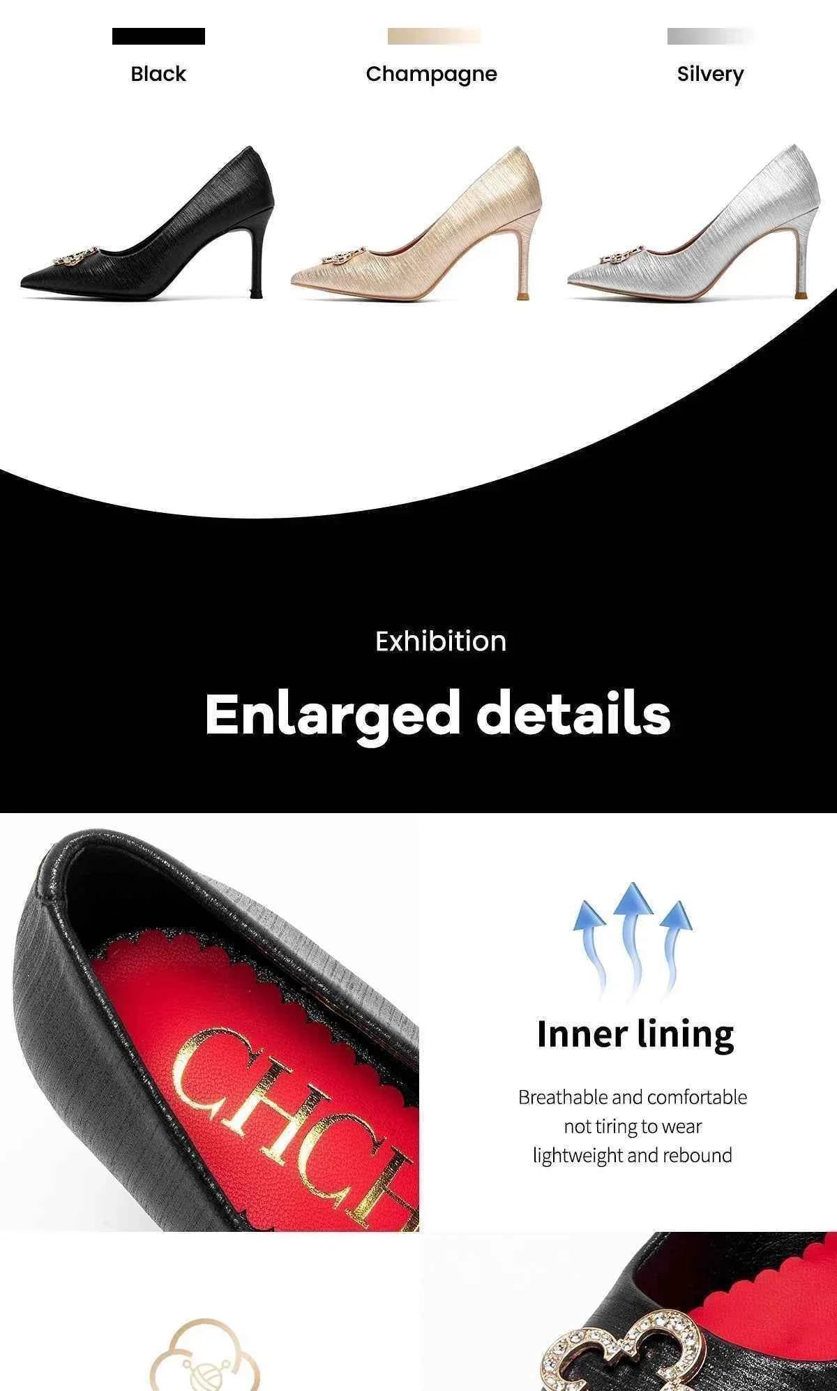 Fashion Classic Luxury Design Women's New High Heels Business Party Basic Metal Decorative High Heels