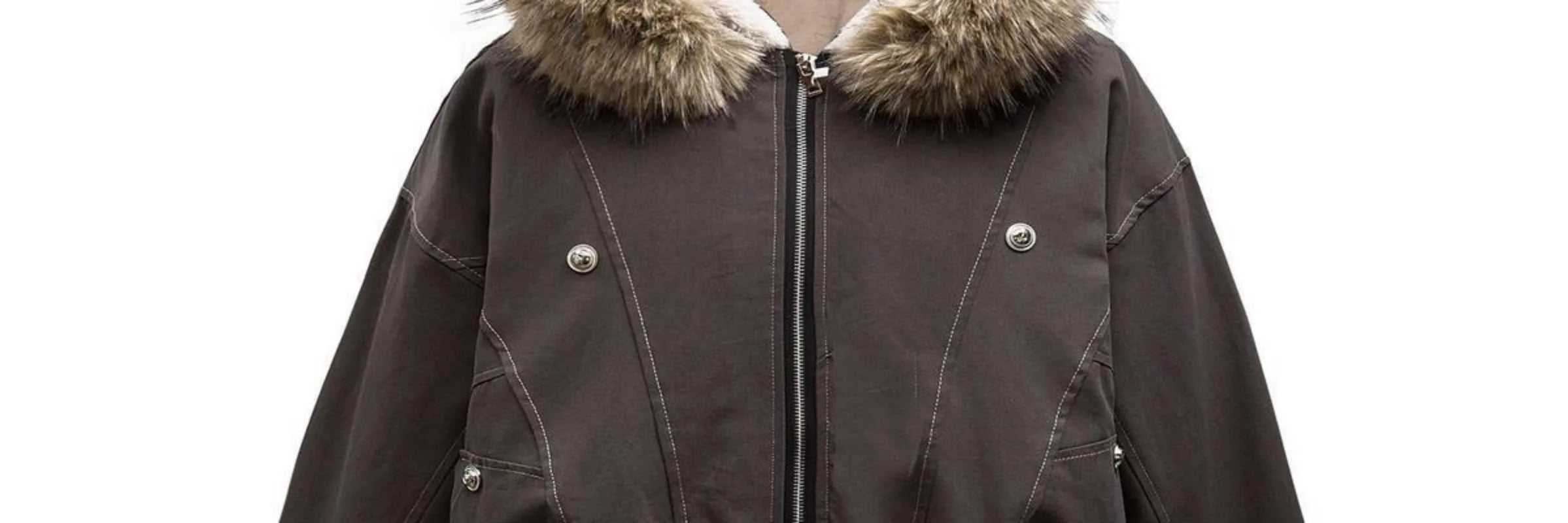 Y2K New American Cleanfit Fur Collar Imitation Mink Fur Hooded Cotton-padded Jacket Men Gothic Retro Hip-hop Short Tooling Coat
