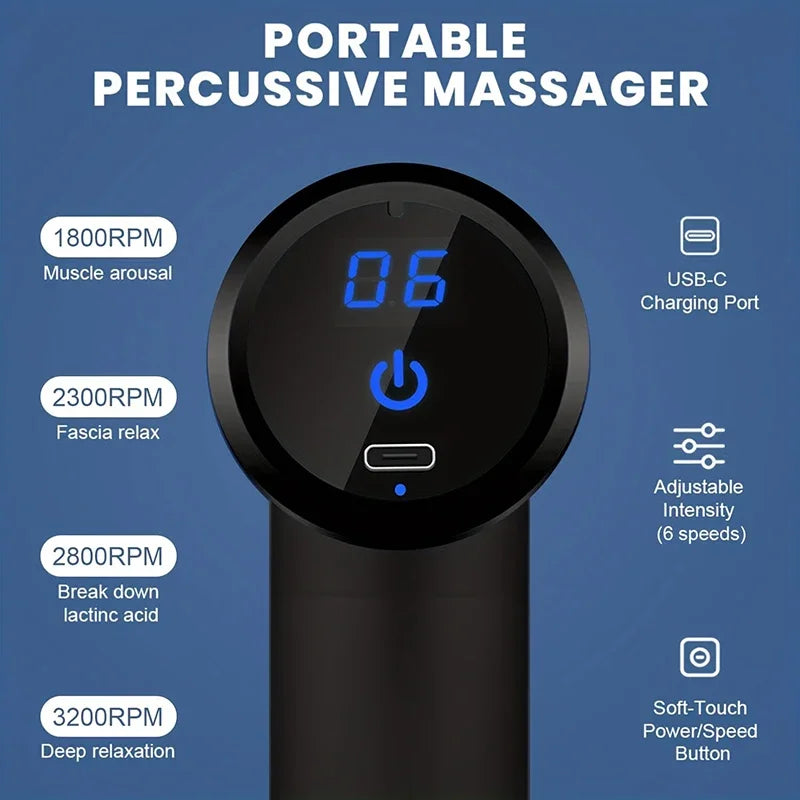 Fascia Gun Massager Instrument Portable Electric Vibrating Muscle Relaxation Tool for Sports Recovery Multifunctional