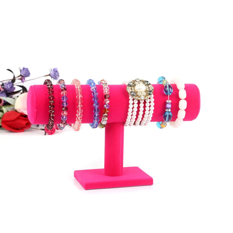 6 Colors Upright Velvet Bracelet Chain Watch Upright Display Rack Jewelry Organizer Hard Jewelry Display Stand Holder
