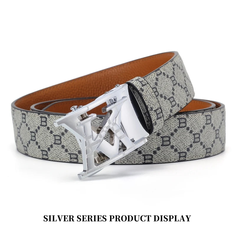 Men's Belt Luxury Design Automatic Buckle Waist Belt Fashion Letter Printed Belt Business Casual Belt For Men Jeans