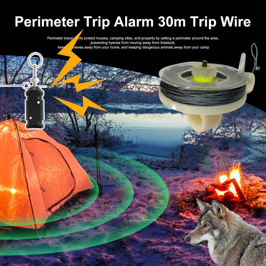 Trip Wire Security Alarms Trip Wire 82ft Weatherproof Camping Accessories Security System for Defense Hunting Traps Survival