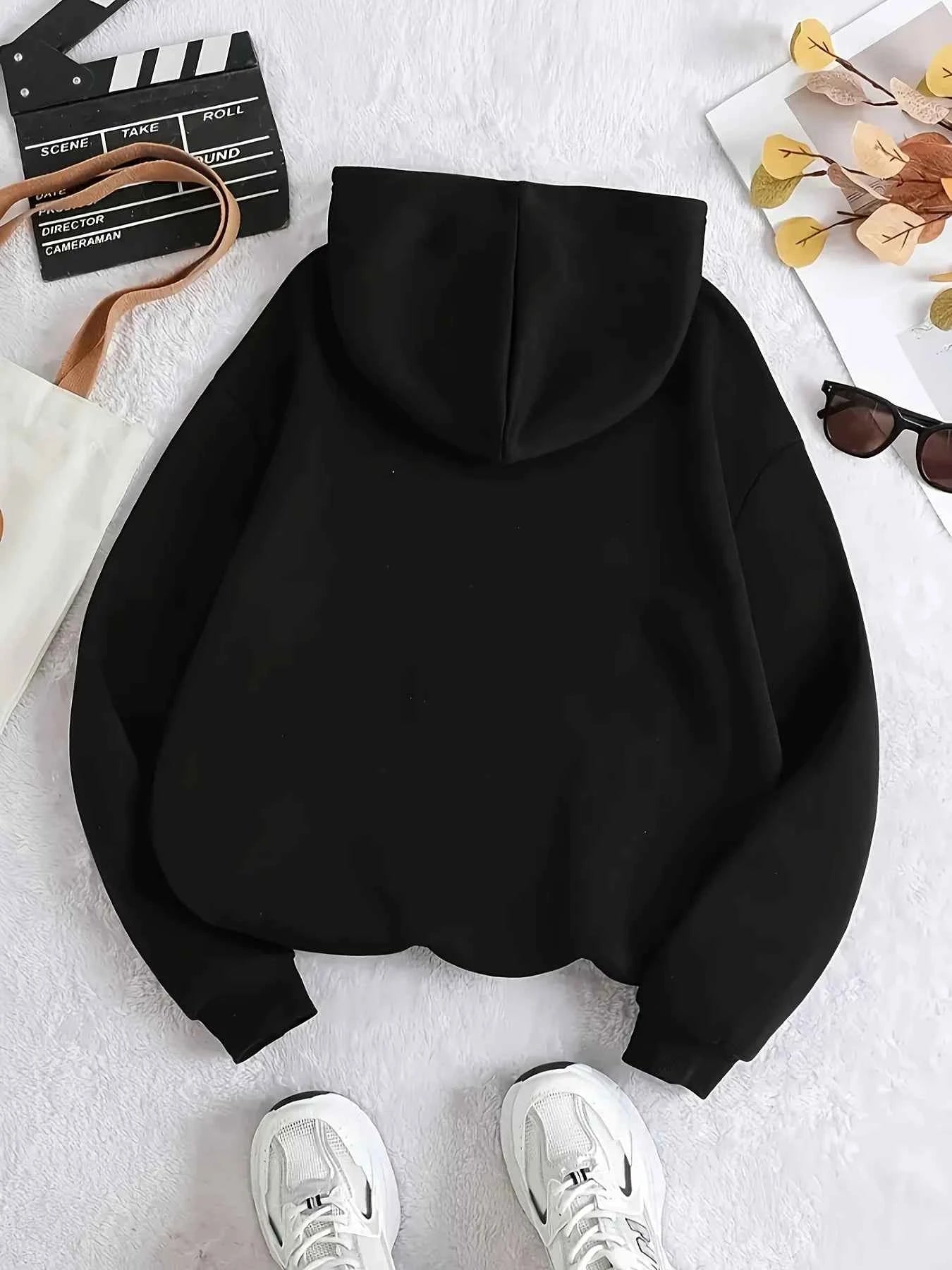 Leopard Print Cherry Letter Printed Women's Autumn Winter Round Neck Sweatshirt Casual Long Sleeved Top Hoodies Women's Clothing