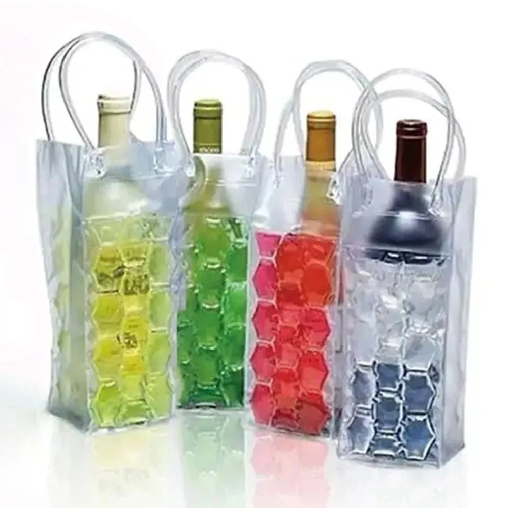 Portable Beer Iced Tote Bag Insulated Red Wine Handbag Outdoor Practical Portable PVC Gift Bag Wine Bottle Freezer Bag