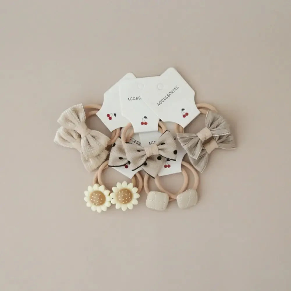 10Pcs Bow-Knot Hair Ties Bowknot Sweet Bows Flower Headdress Elastic Rubber Band Luxury Scrunchies Hair Rope Hair Accessories