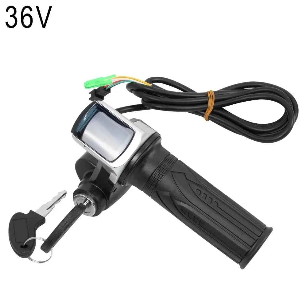 Throttle Grip E-bike Handlebar with Lock Ebike 36V 48V 60V Electric Bicycle Scooter Accelerator Power Indicator Key LED Display