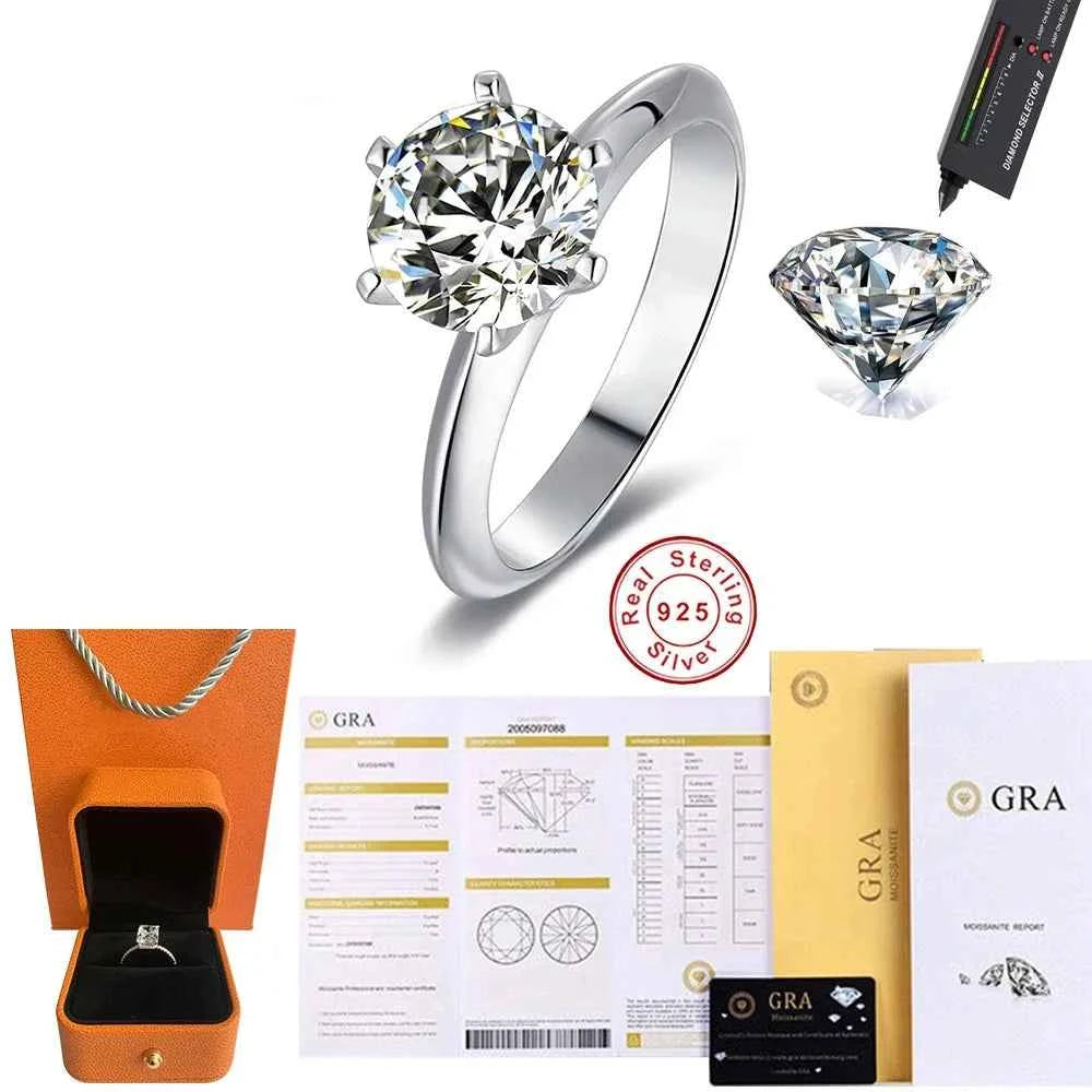 New Luxury 925 Sterling Silver Real Moissanite Rings Wholesale