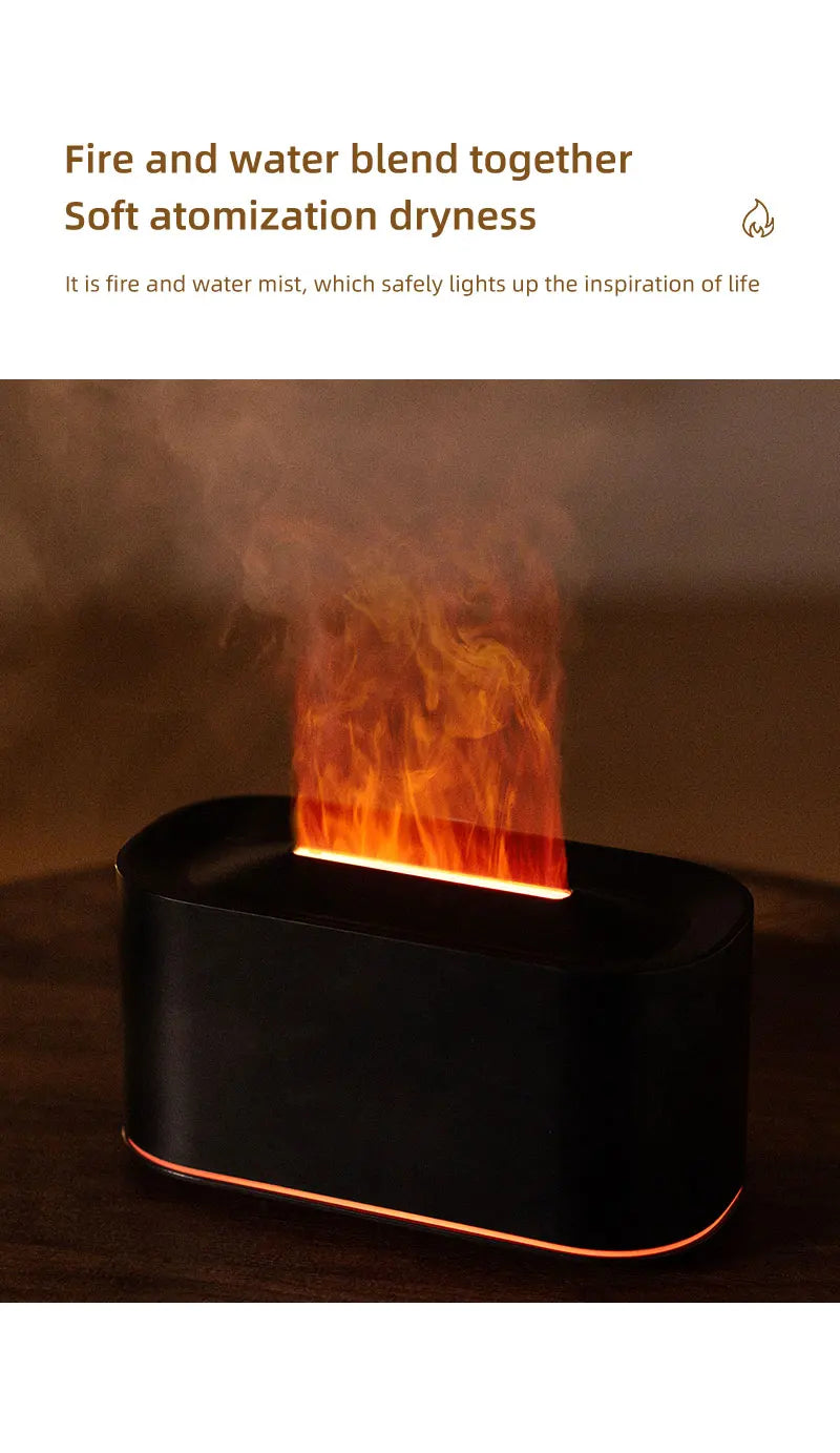 Aromatherapy Diffuser with Flame Effect, Essential Oil Diffuser and Cool Mist Humidifier, Silent Humidifier for Home and Bedroom