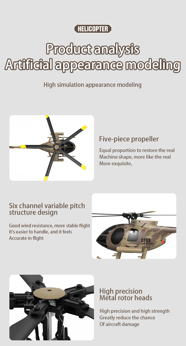 MD500 RC Helicopter 1:28 C189 Brushless Dual-motor Remote Control Model 6-Axis Gyro Aircraft Multifunctional Flying Machine Toy
