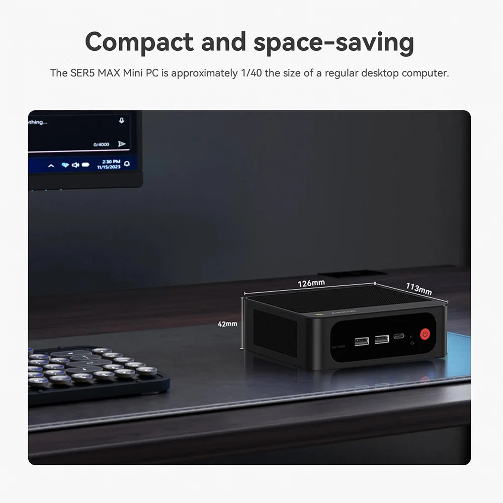 Beelink Ryzen 7 SER5 MAX 6800U SER5 MAX 7735HS 6800U Mini PC AMD DDR4 24GB RAM 500GB 24G1T SSD WiFi6 4K Desktop Computer