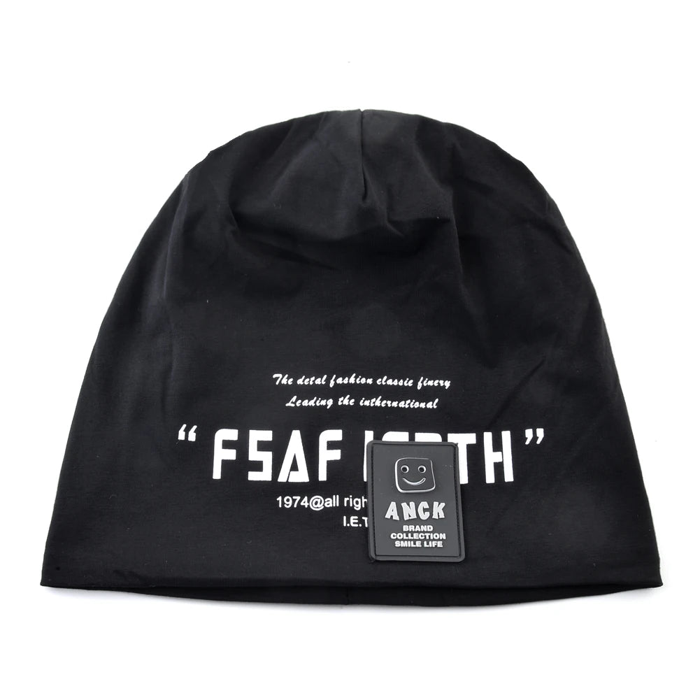 Men's Beanie Hats Autumn Outdoor Thin Casual Skullies Beanies Printing Letters Streetwear Hip Hop Bonnet Gorras Men Spring Hat